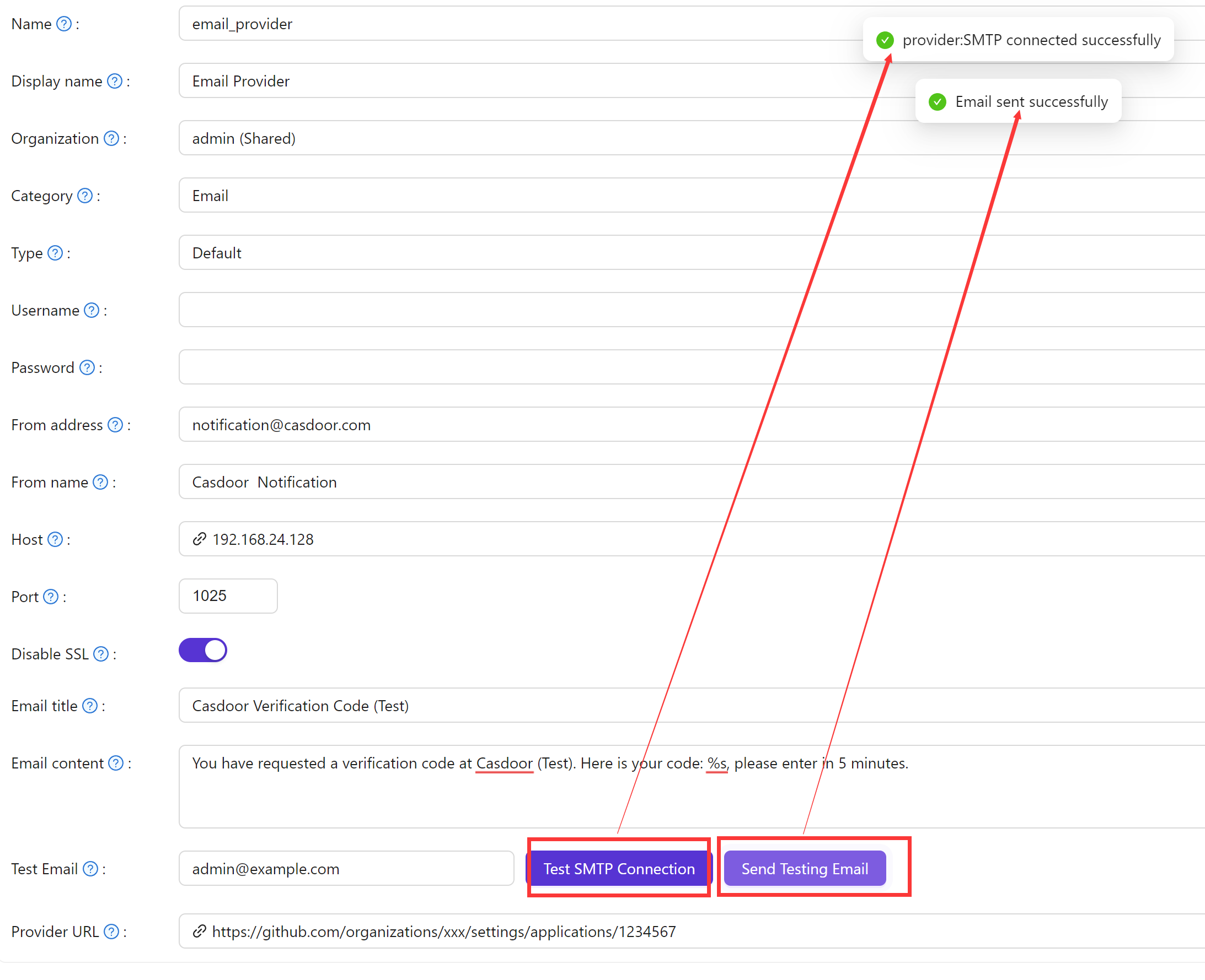 Sending a test email using MailHog